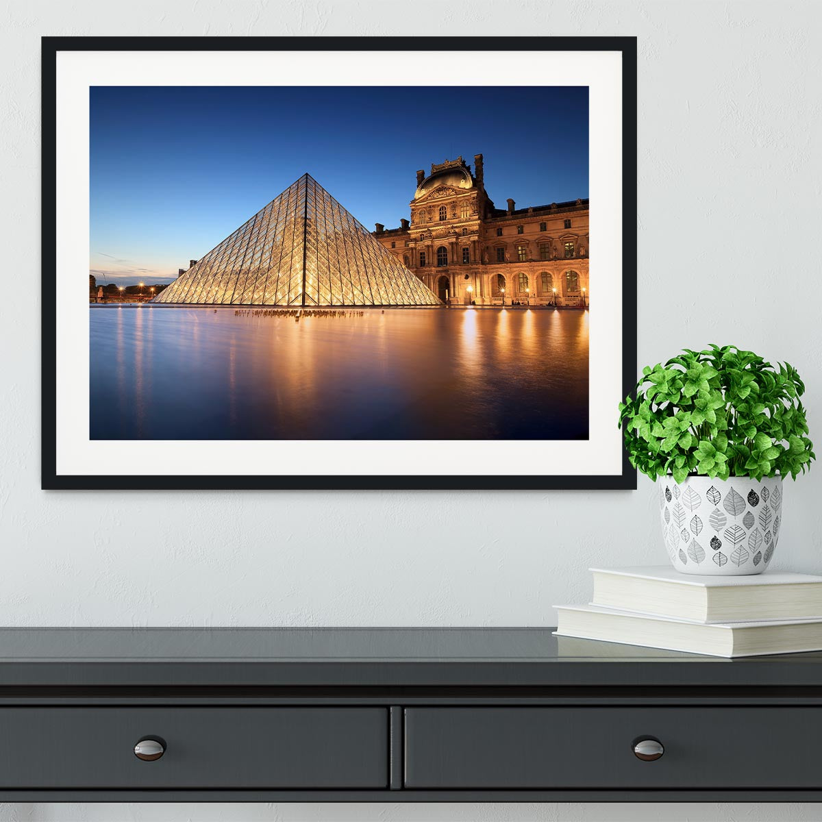 night scene of the Louvre Museum Framed Print - Canvas Art Rocks - 1