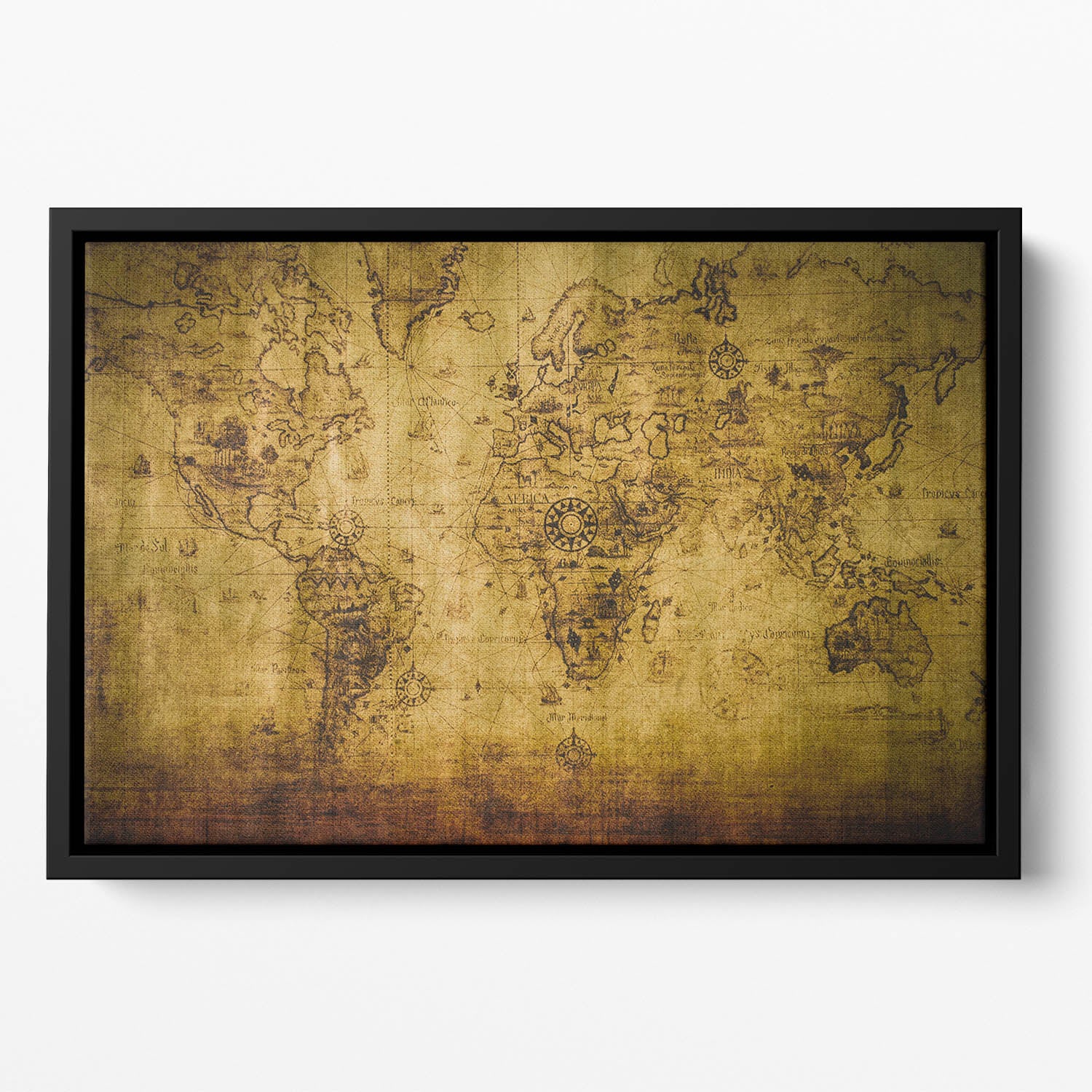 old map Floating Framed Canvas