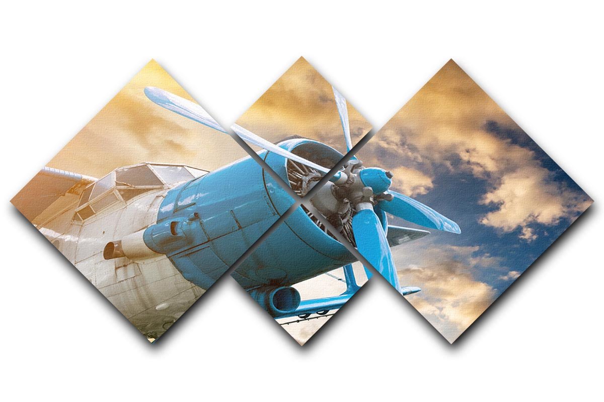 plane with propeller 4 Square Multi Panel Canvas - Canvas Art Rocks - 1