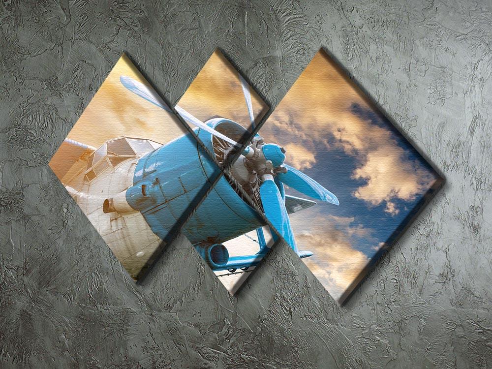 plane with propeller 4 Square Multi Panel Canvas - Canvas Art Rocks - 2
