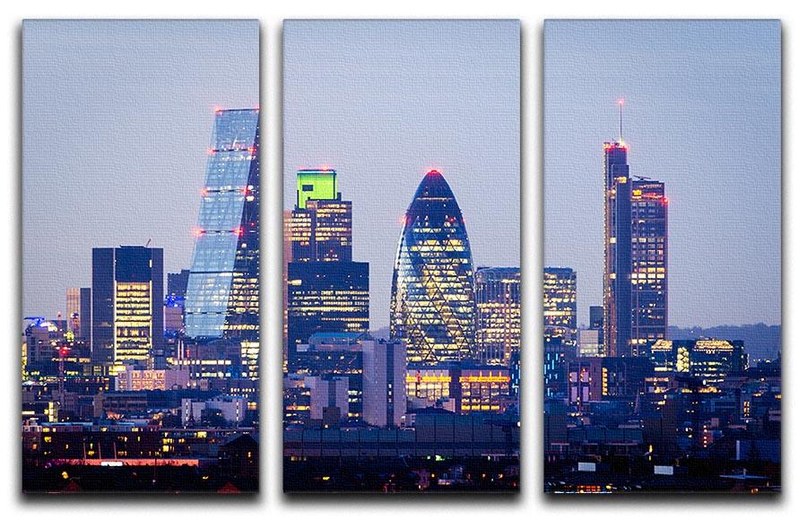 skyline from Greenwich 3 Split Panel Canvas Print - Canvas Art Rocks - 1