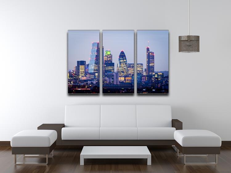 skyline from Greenwich 3 Split Panel Canvas Print - Canvas Art Rocks - 3