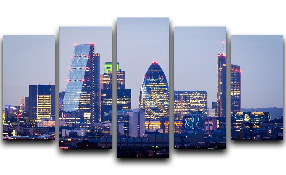 skyline from Greenwich 5 Split Panel Canvas - Canvas Art Rocks - 1