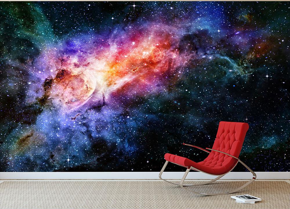 starry deep outer space nebula and galaxy Wall Mural Wallpaper | Canvas ...