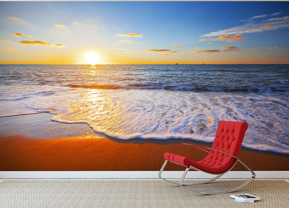 sunset and sea Wall Mural Wallpaper - Canvas Art Rocks - 2