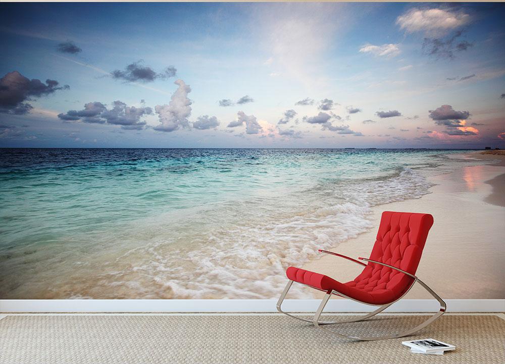 sunset on the sea beach Wall Mural Wallpaper - Canvas Art Rocks - 2
