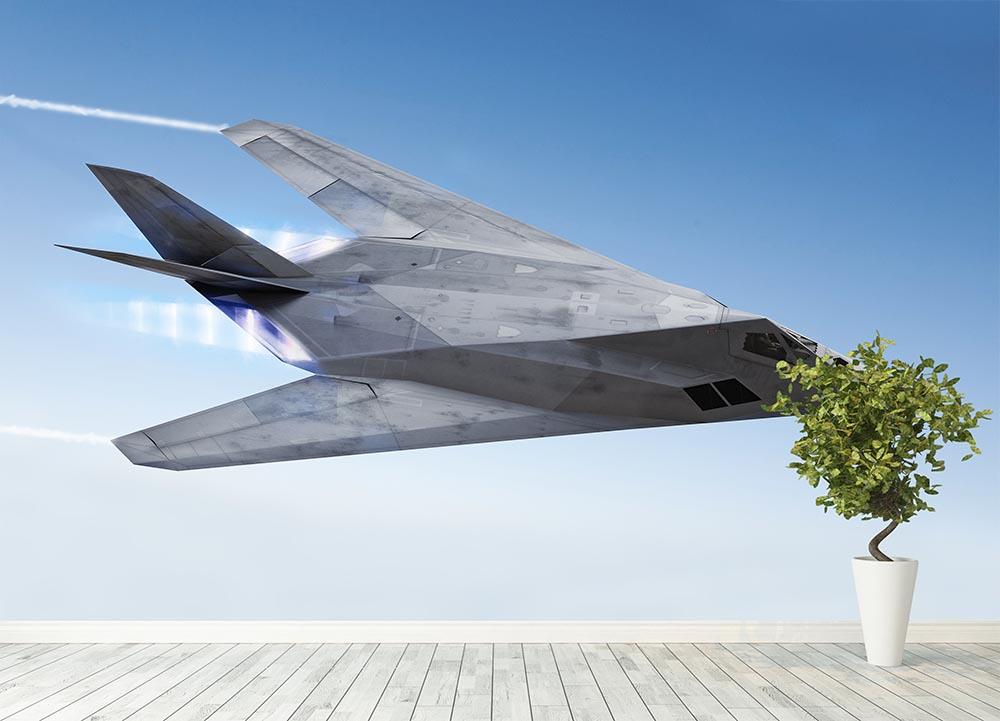 tealth aircraft streaking through the sky Wall Mural Wallpaper - Canvas Art Rocks - 4