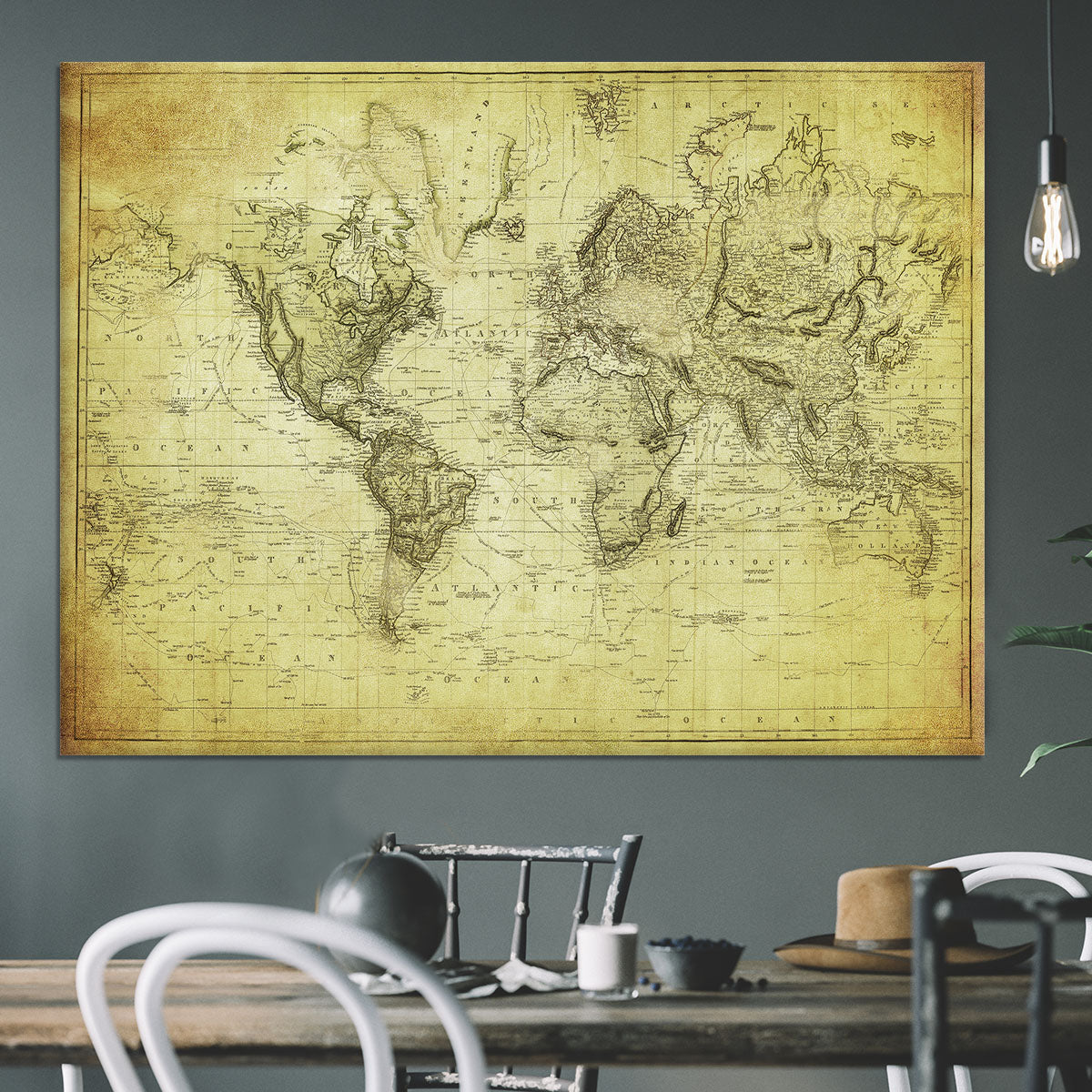 vintage map of the world 1831 Canvas Print or Poster - Canvas Art Rocks - 3