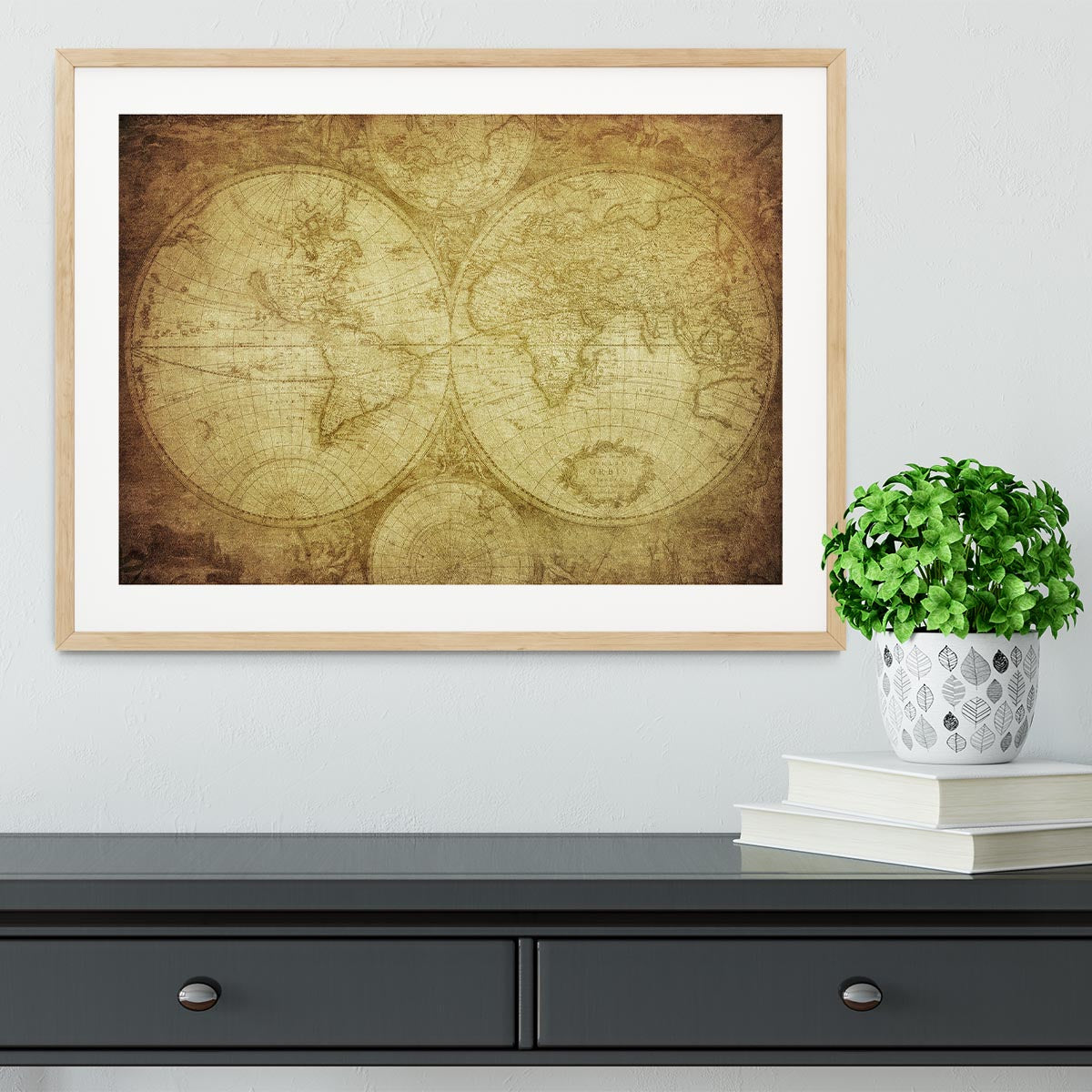 vintage map of the world Framed Print - Canvas Art Rocks - 3
