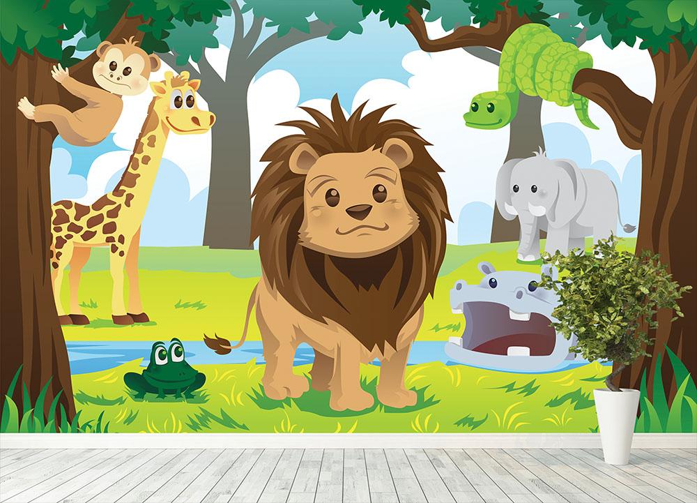 wild jungle animals in the animal kingdom Wall Mural Wallpaper - Canvas Art Rocks - 4