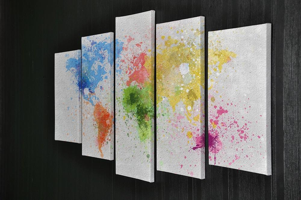 world map painting 5 Split Panel Canvas - Canvas Art Rocks - 2