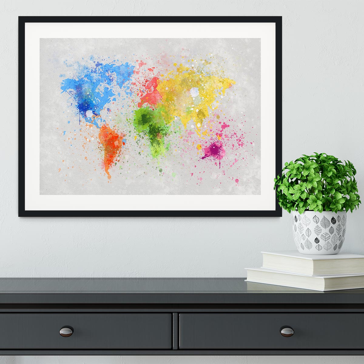 world map painting Framed Print - Canvas Art Rocks - 1