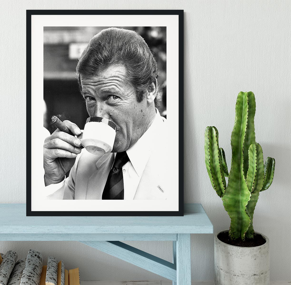Roger Moore framed movie and TV print for stylish film wall art