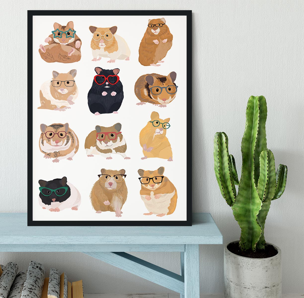 12 Hamsters In Glasses Framed Print - 1x - 2