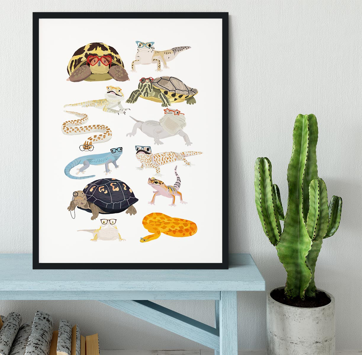 12 Reptiles In Glasses Framed Print - 1x - 1