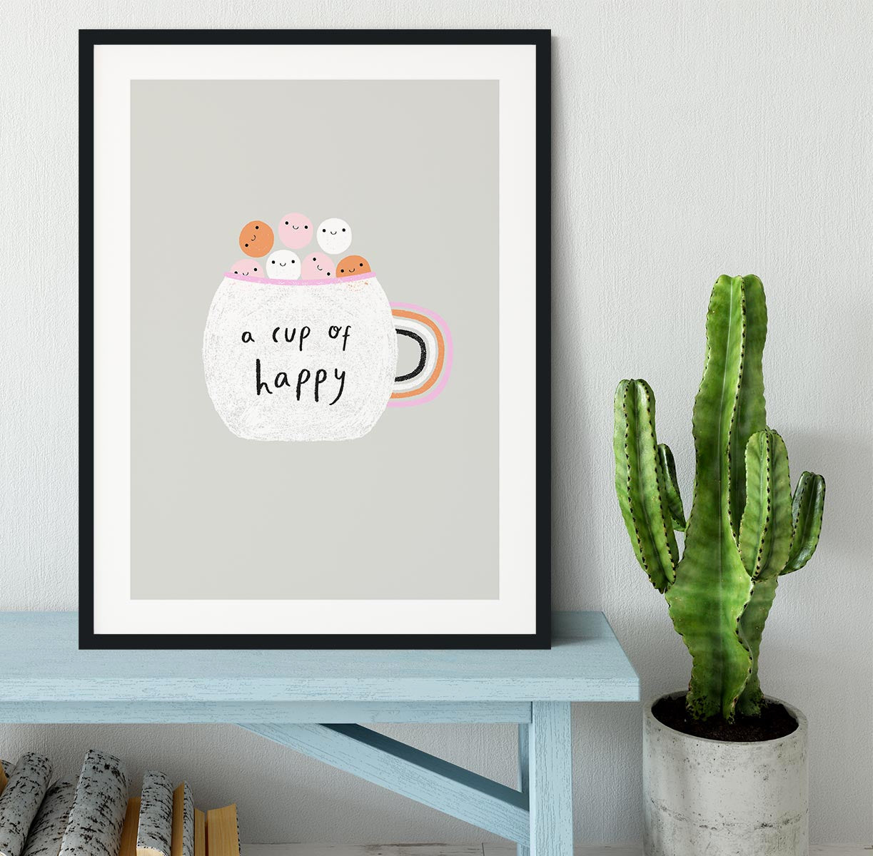 A Cup of Happy Framed Print - Canvas Art Rocks - 1