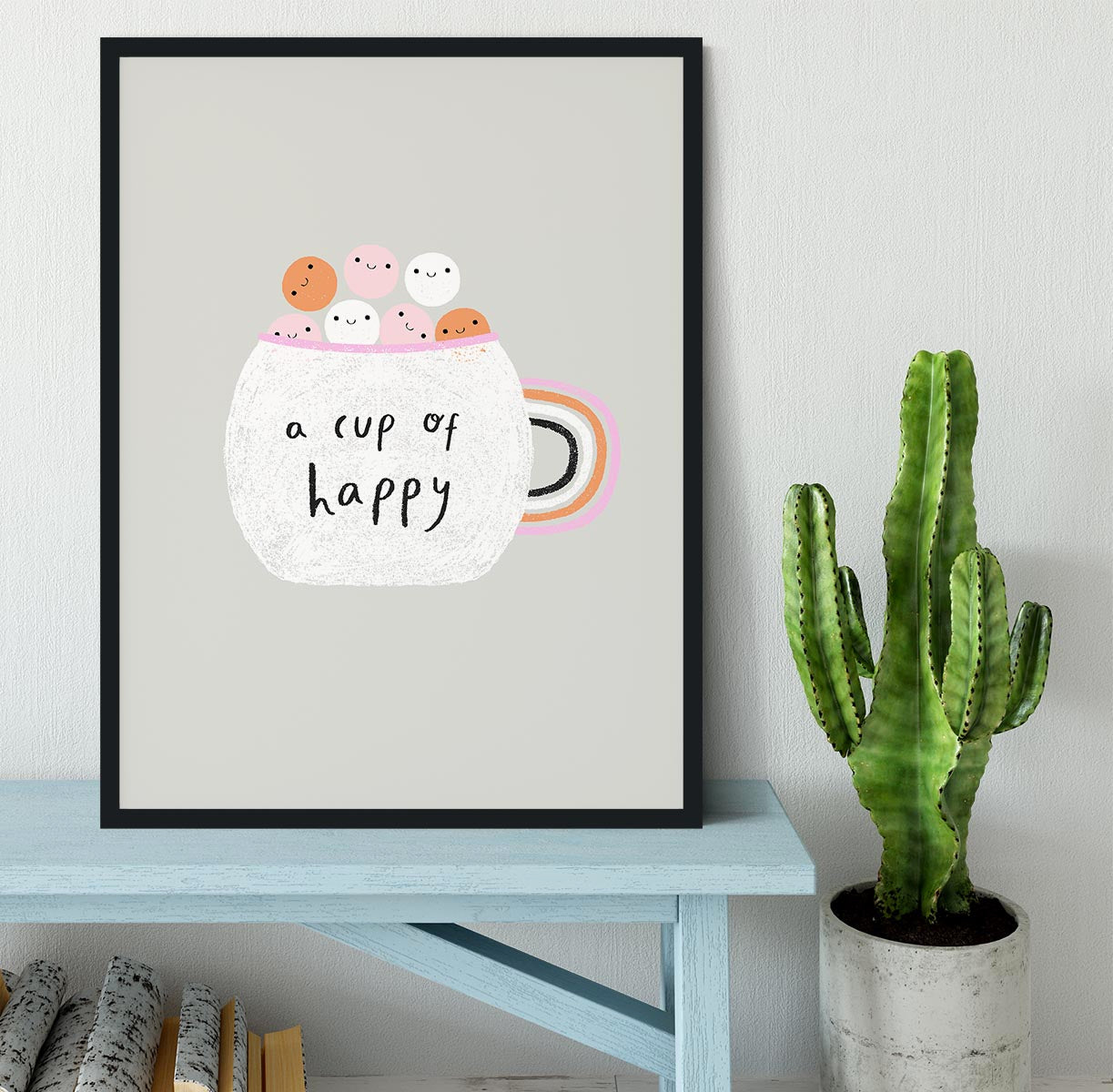 A Cup of Happy Framed Print - Canvas Art Rocks - 2