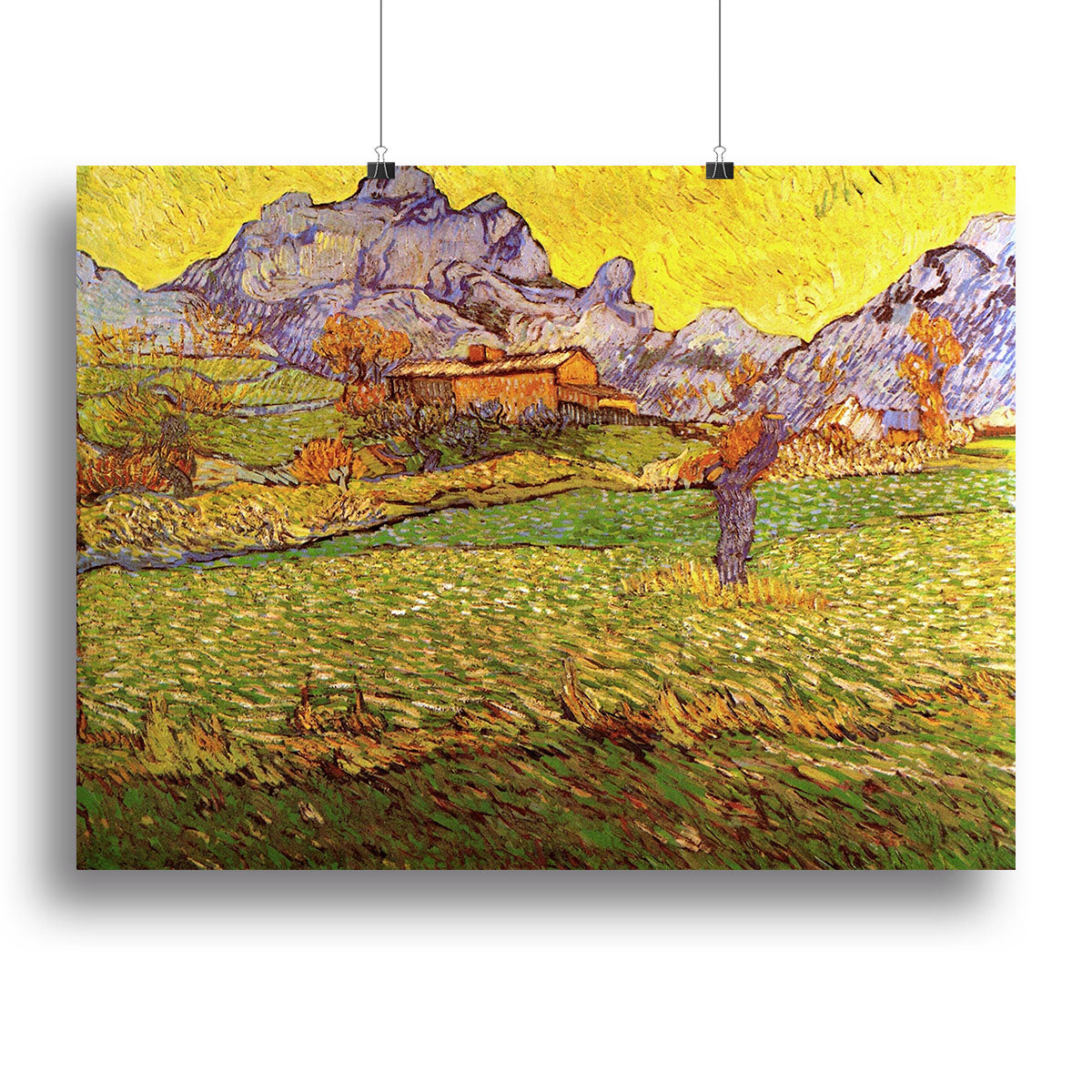A Meadow in the Mountains Le Mas de Saint-Paul by Van Gogh Poster - Unframed