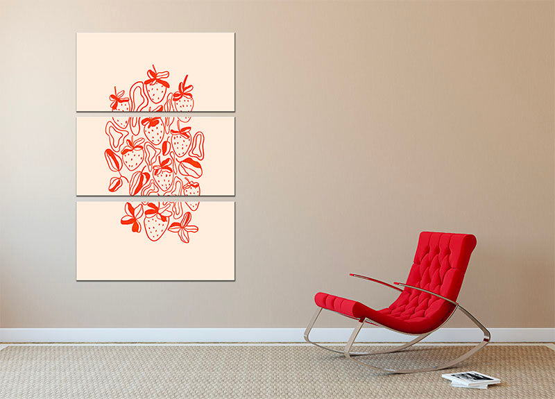 Abstract Strawberries 3 Split Panel Canvas Print - Canvas Art Rocks - 2