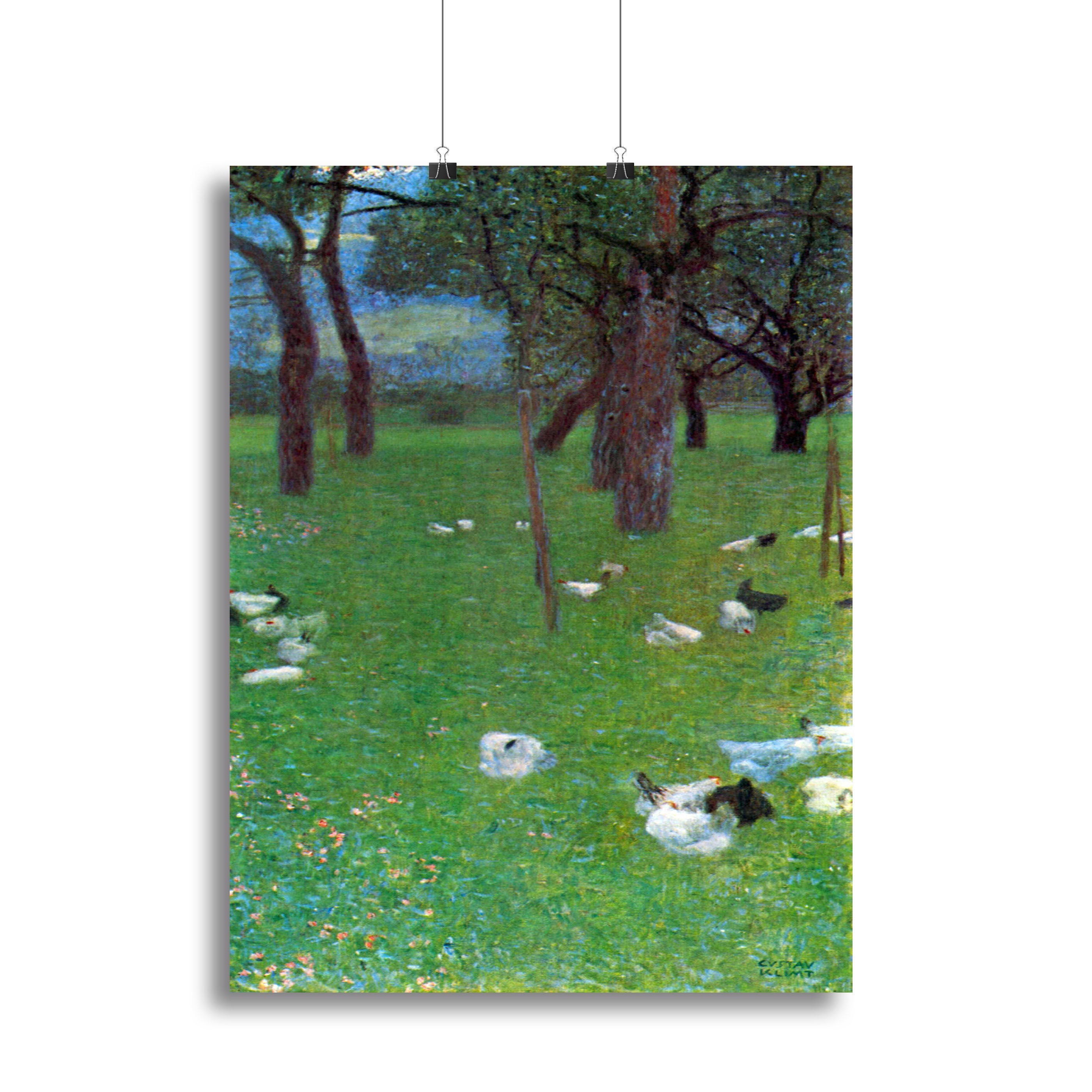 After the rain garden with chickens in St. Agatha by Klimt Poster - Unframed