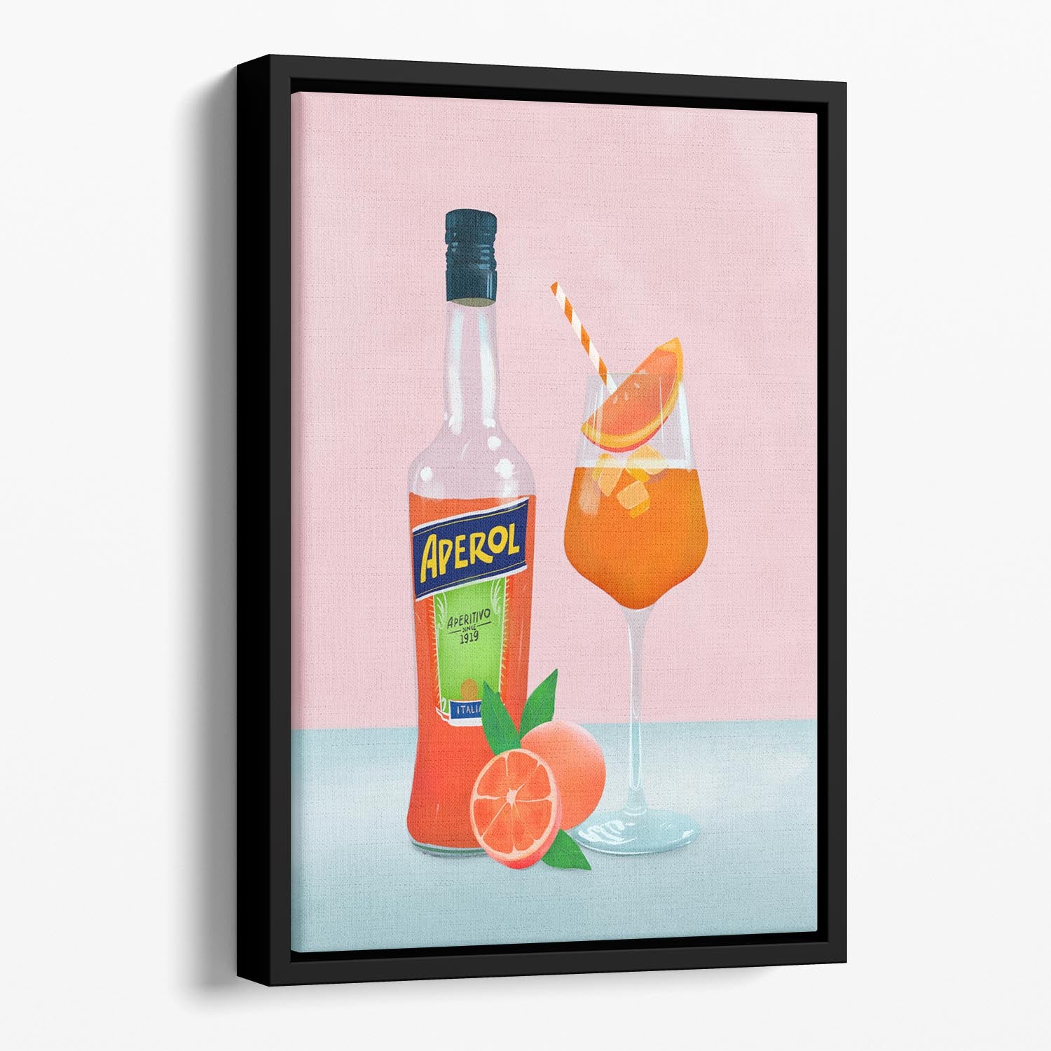 Aperol Spritz Floating Framed Canvas - Canvas Art Rocks - 1