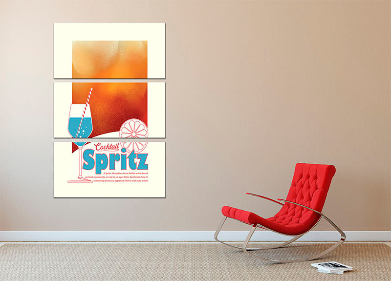 Aperol Spritz print 3 Split Panel Canvas Print - Canvas Art Rocks - 2