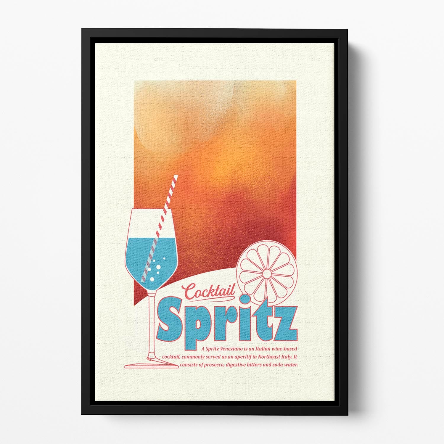 Aperol Spritz print Floating Framed Canvas - Canvas Art Rocks - 2