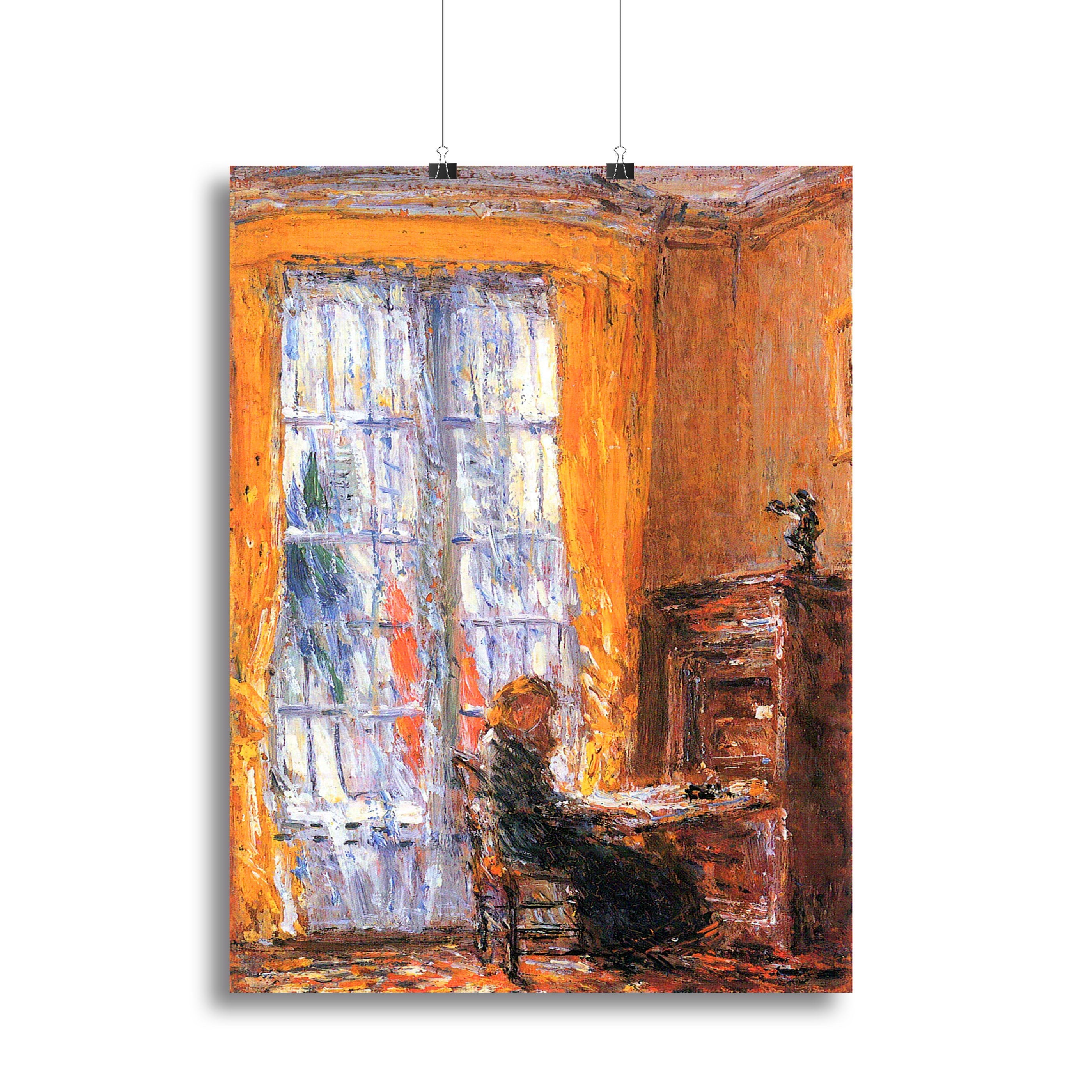 At the desk by Hassam Poster - Unframed
