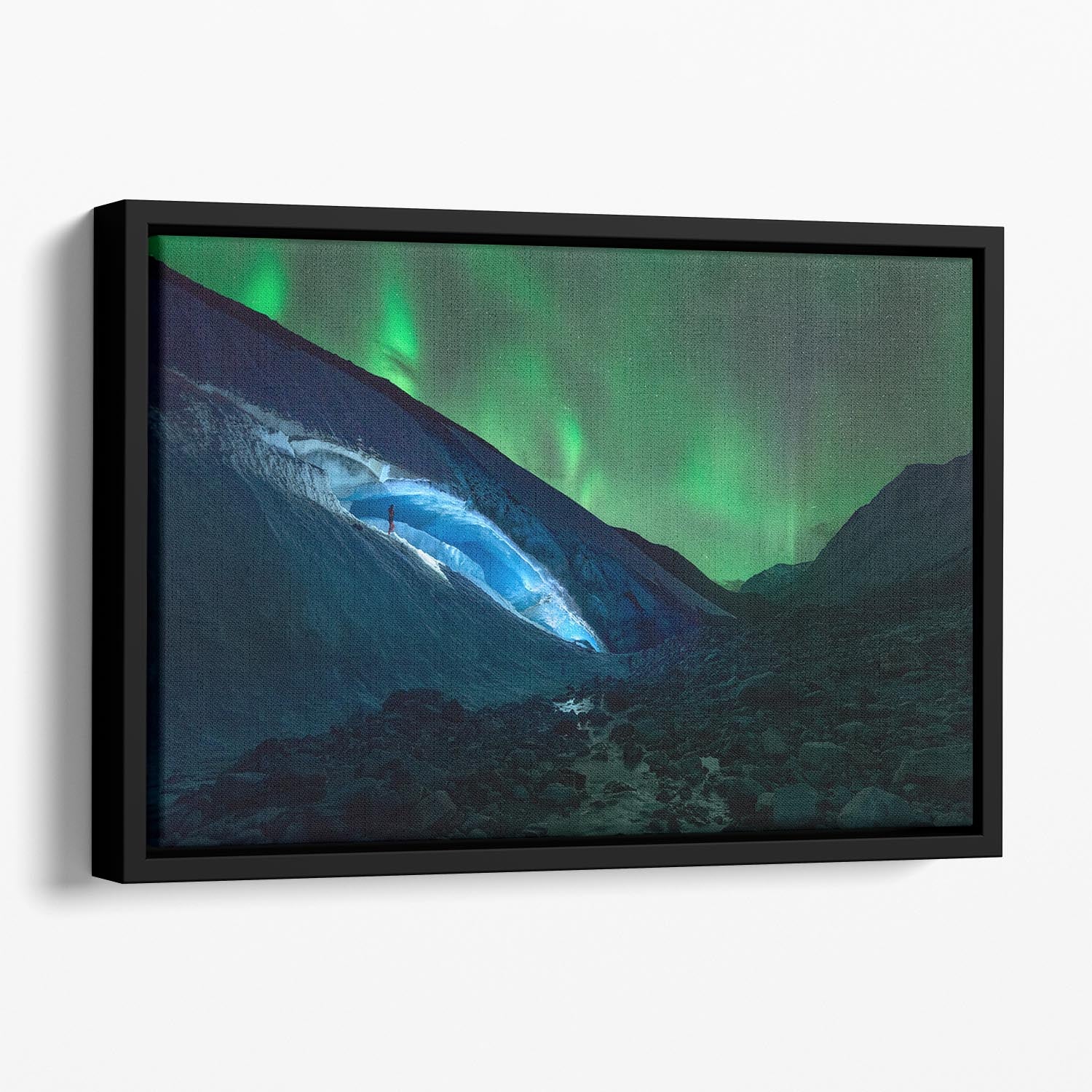 Athabasca Ice Burning Floating Framed Canvas - Canvas Art Rocks - 1