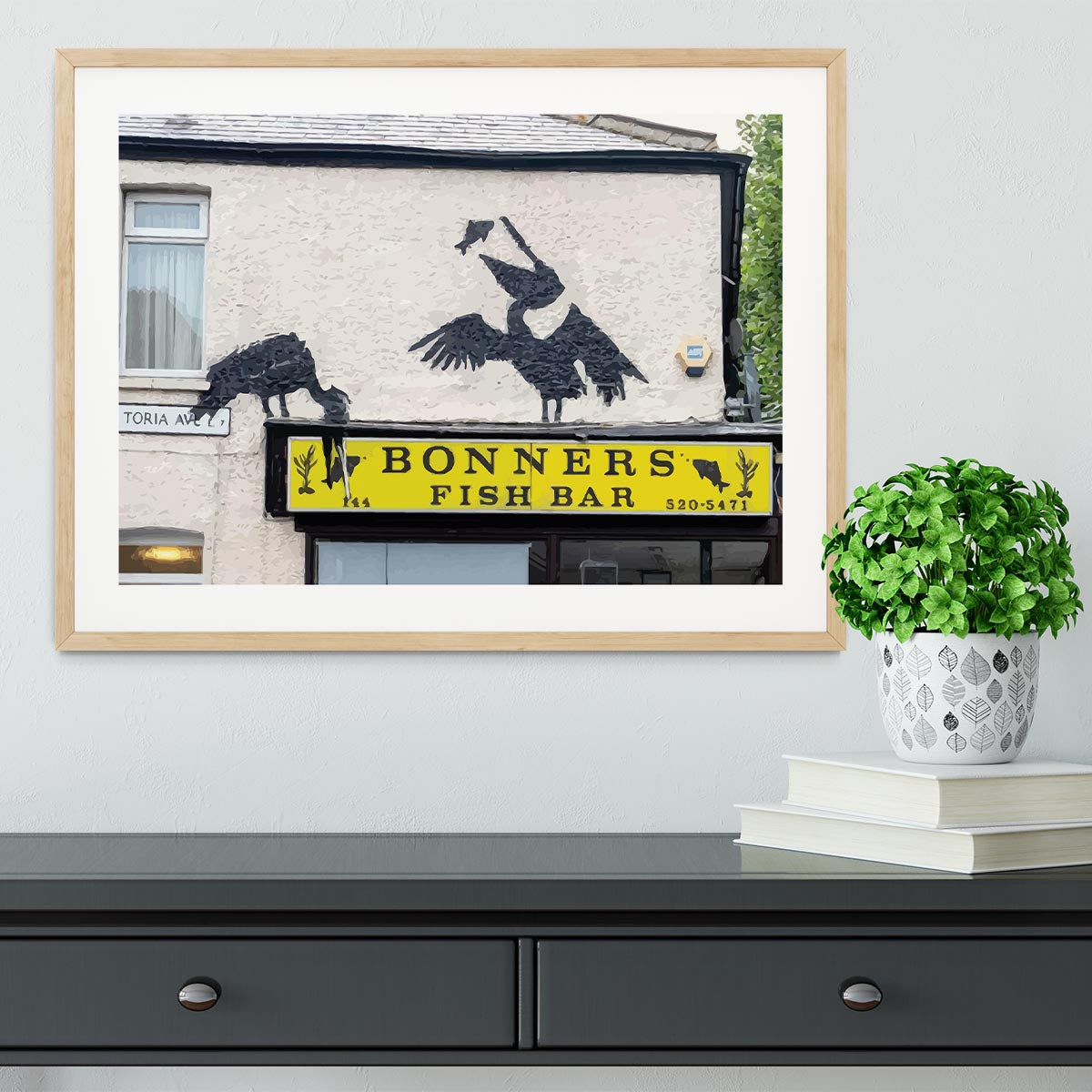 Banksy Bonners Fish Bar Framed Print - Canvas Art Rocks - 3