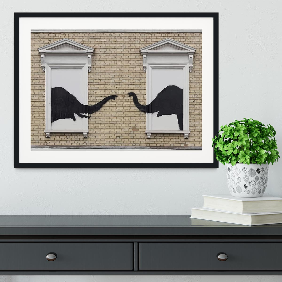 Banksy Elephant In The Room Framed Print - Canvas Art Rocks - 1