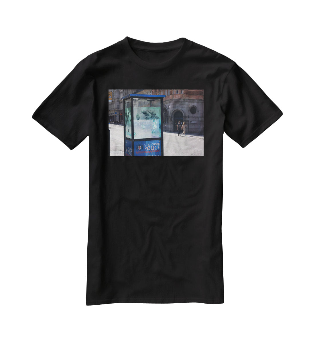 Banksy Fish Police Box T-Shirt - Canvas Art Rocks - 1