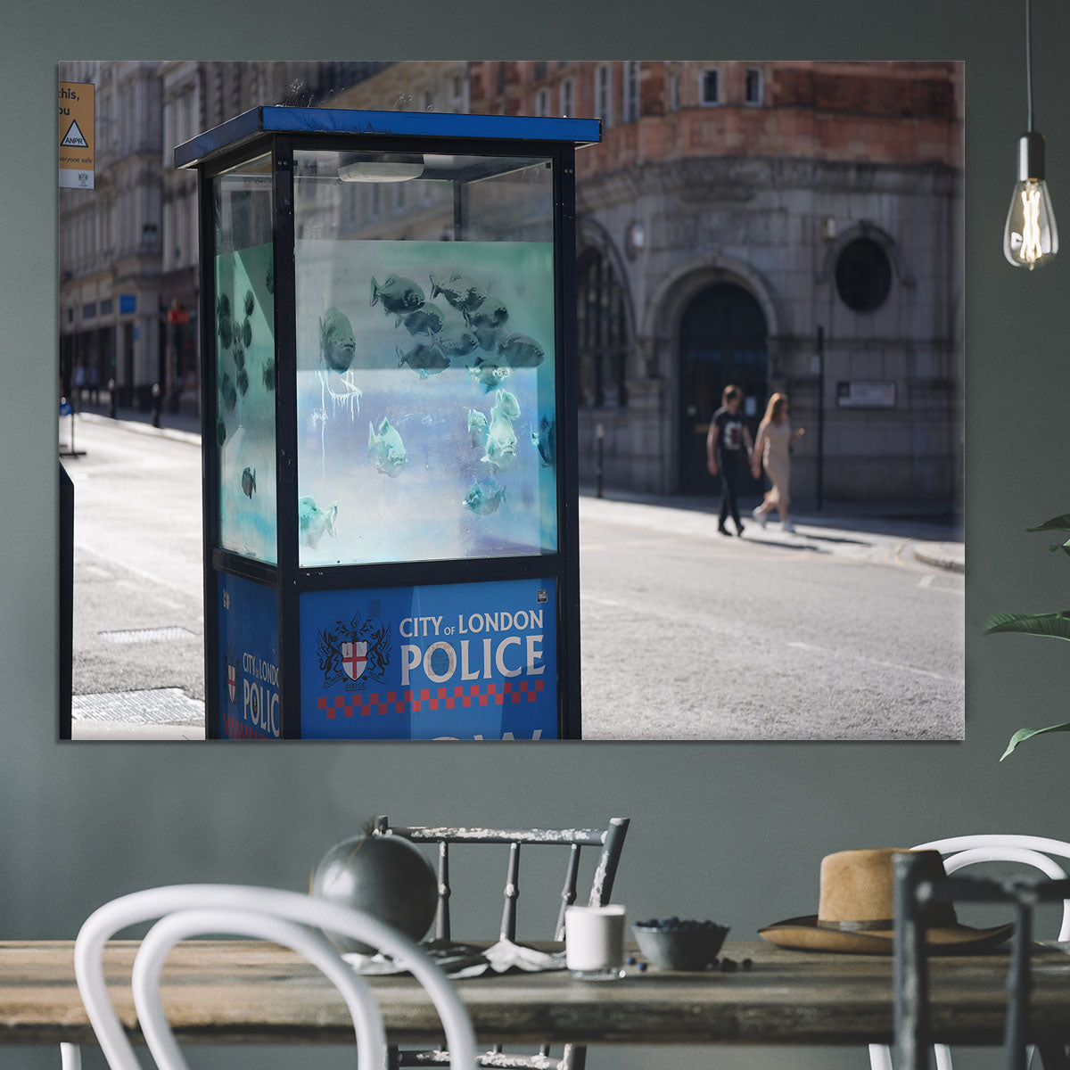 Banksy Fish Police Box Canvas Print or Poster - Canvas Art Rocks - 3