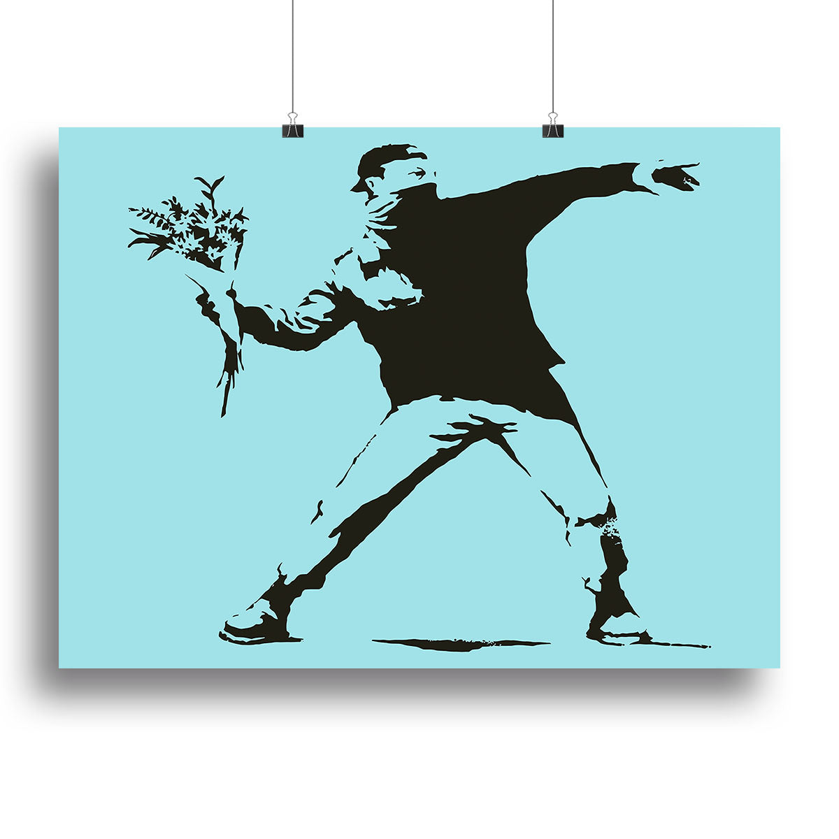Banksy Flower Thrower Light Blue Poster - Unframed