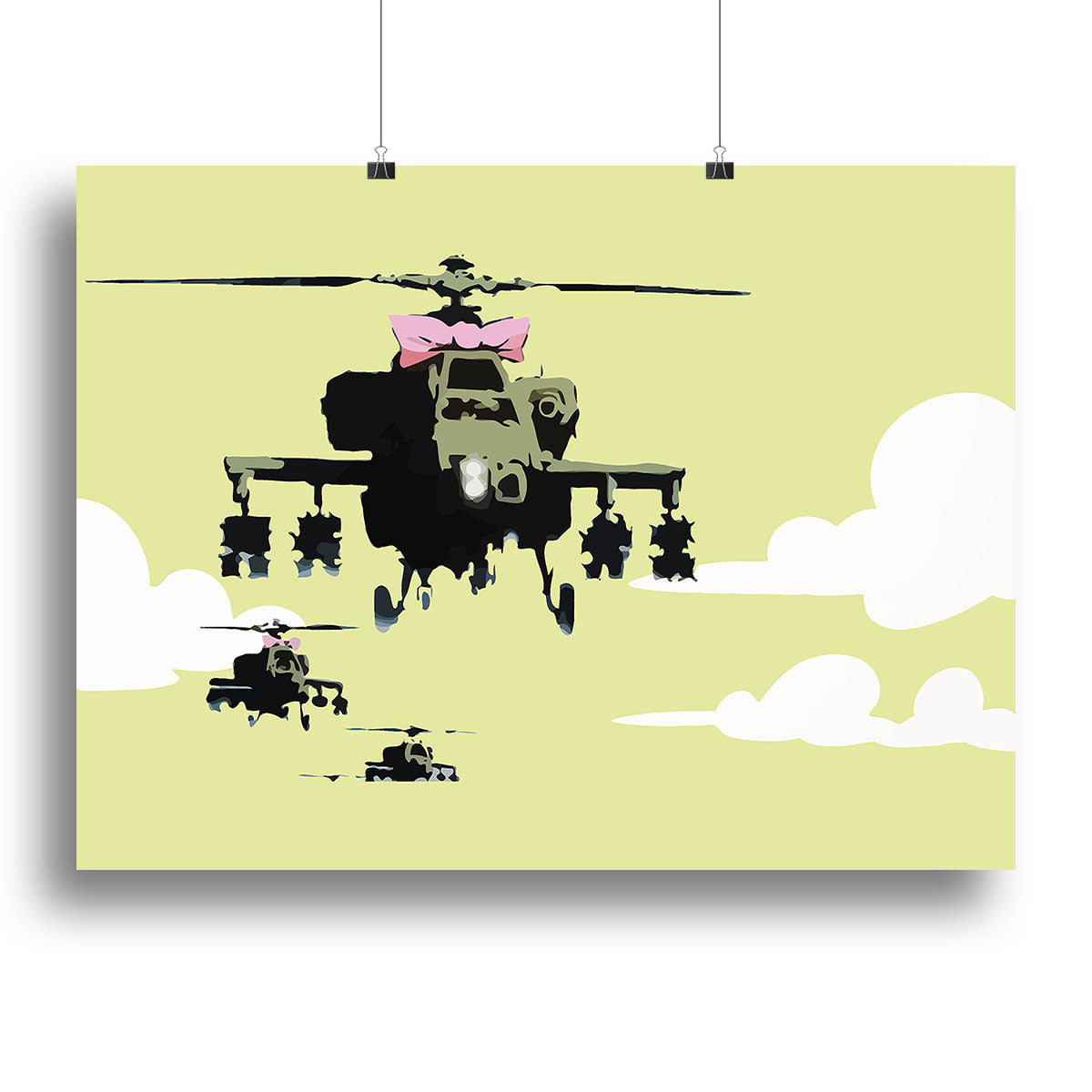 Banksy Friendly Helicopters Yellow Poster - Unframed