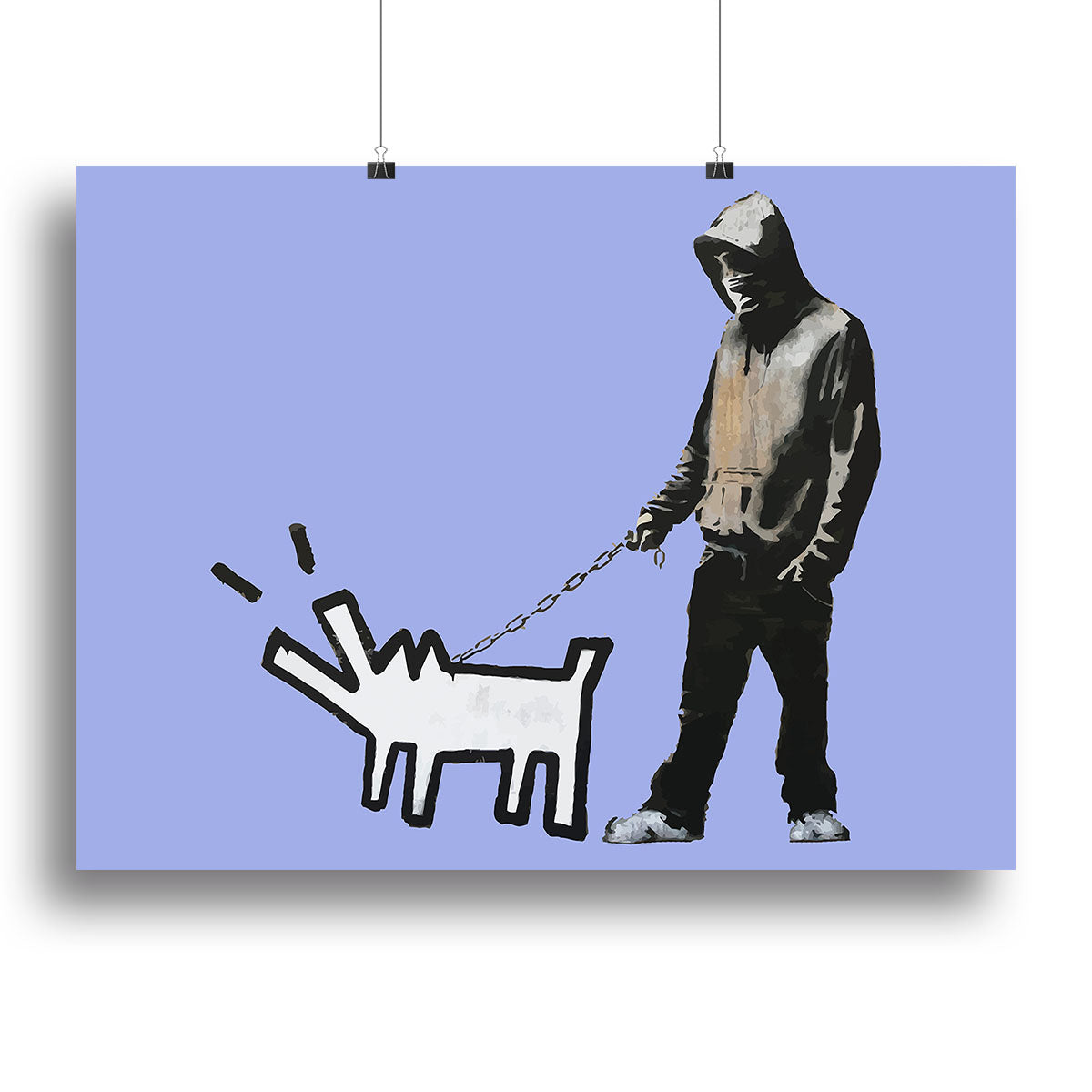 Banksy Keith Haring Dog Blue Poster - Unframed