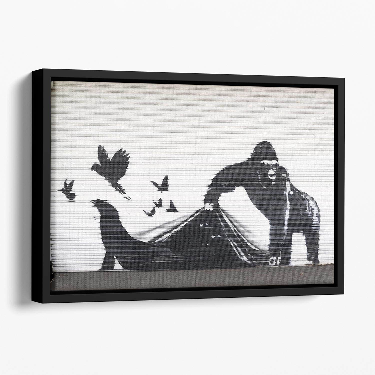 Banksy London Zoo Floating Framed Canvas - Canvas Art Rocks - 1