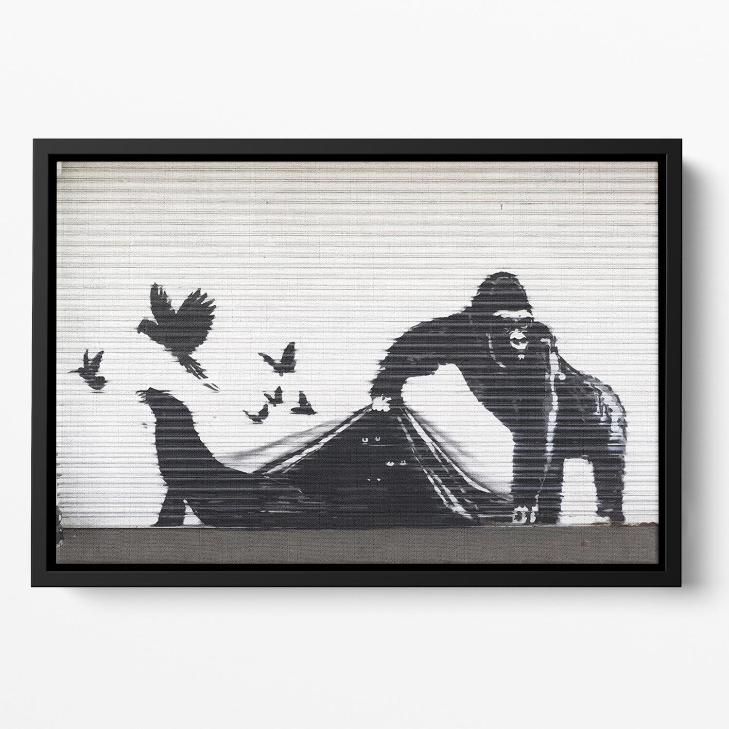 Banksy London Zoo Floating Framed Canvas - Canvas Art Rocks - 2