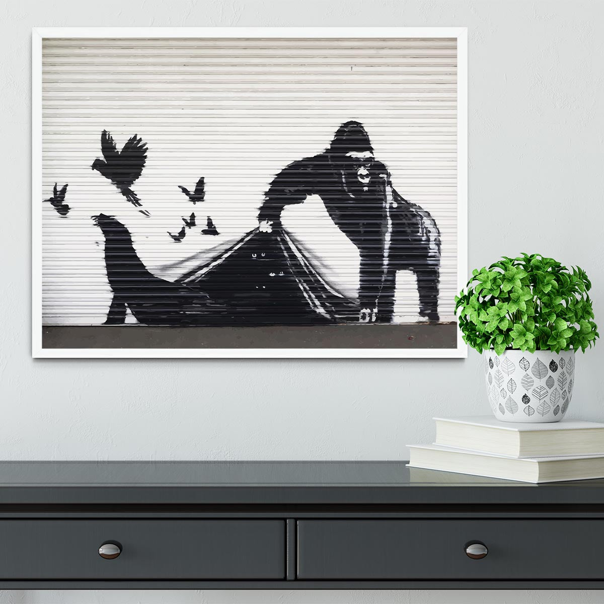 Banksy London Zoo Framed Print - Canvas Art Rocks -6