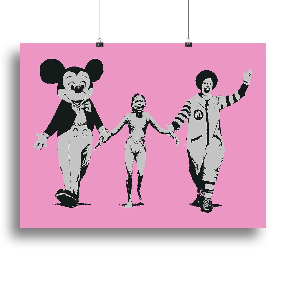 Banksy Mickey and Ronald Pink Poster - Unframed