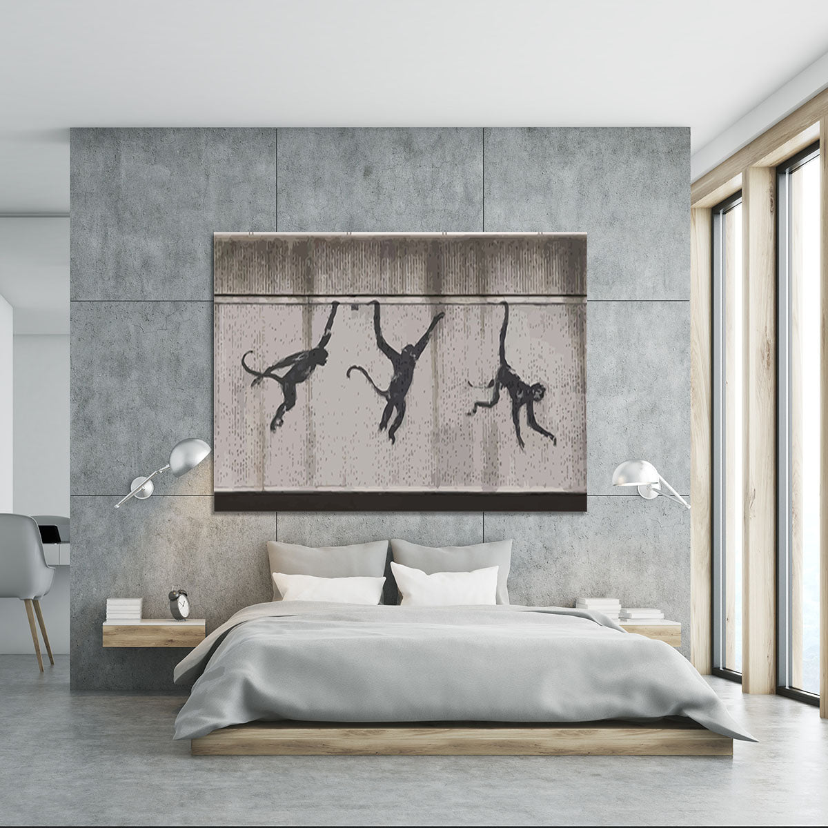 Banksy Monkeys Accross Tube Canvas Print or Poster - Canvas Art Rocks - 5