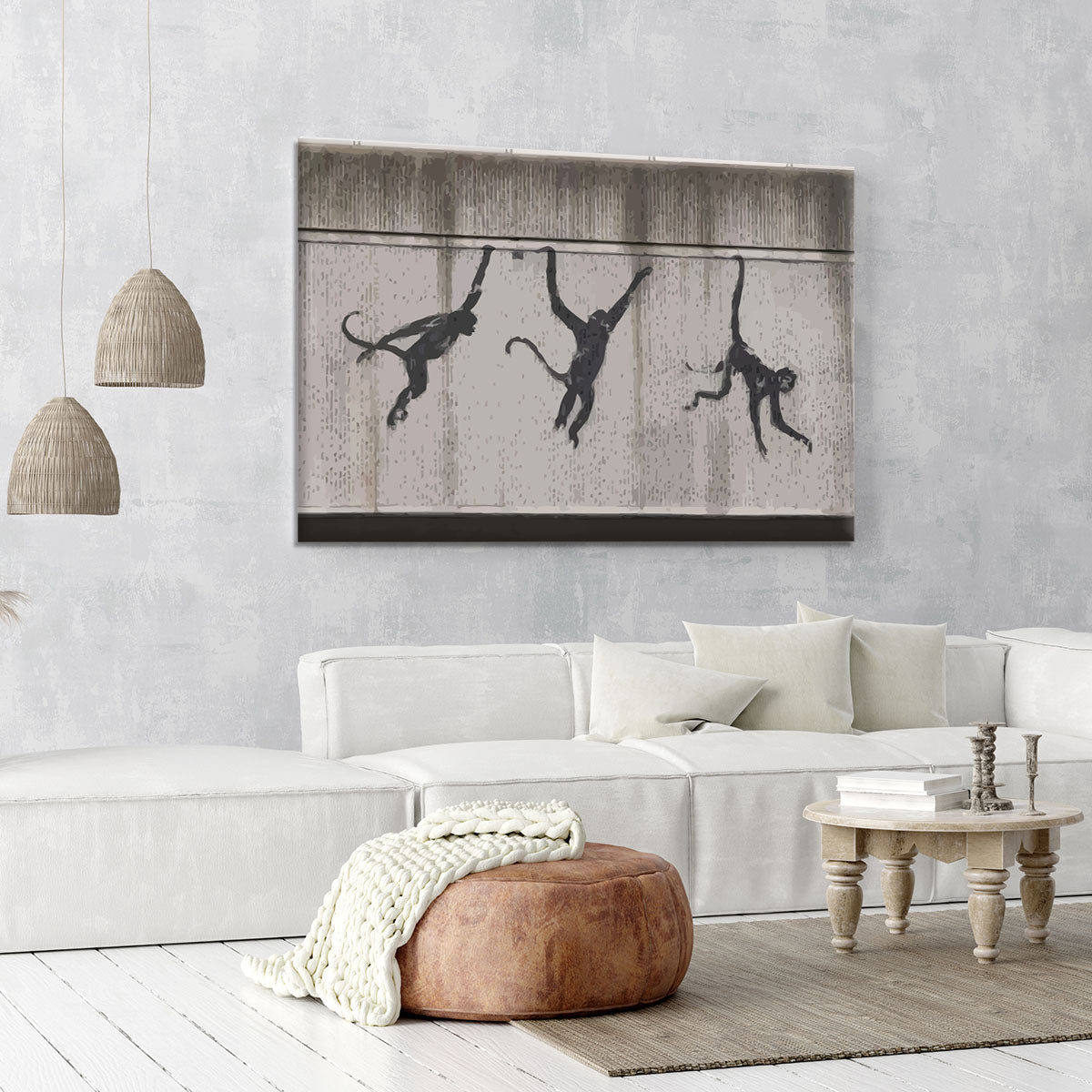 Banksy Monkeys Accross Tube Canvas Print or Poster - Canvas Art Rocks - 6