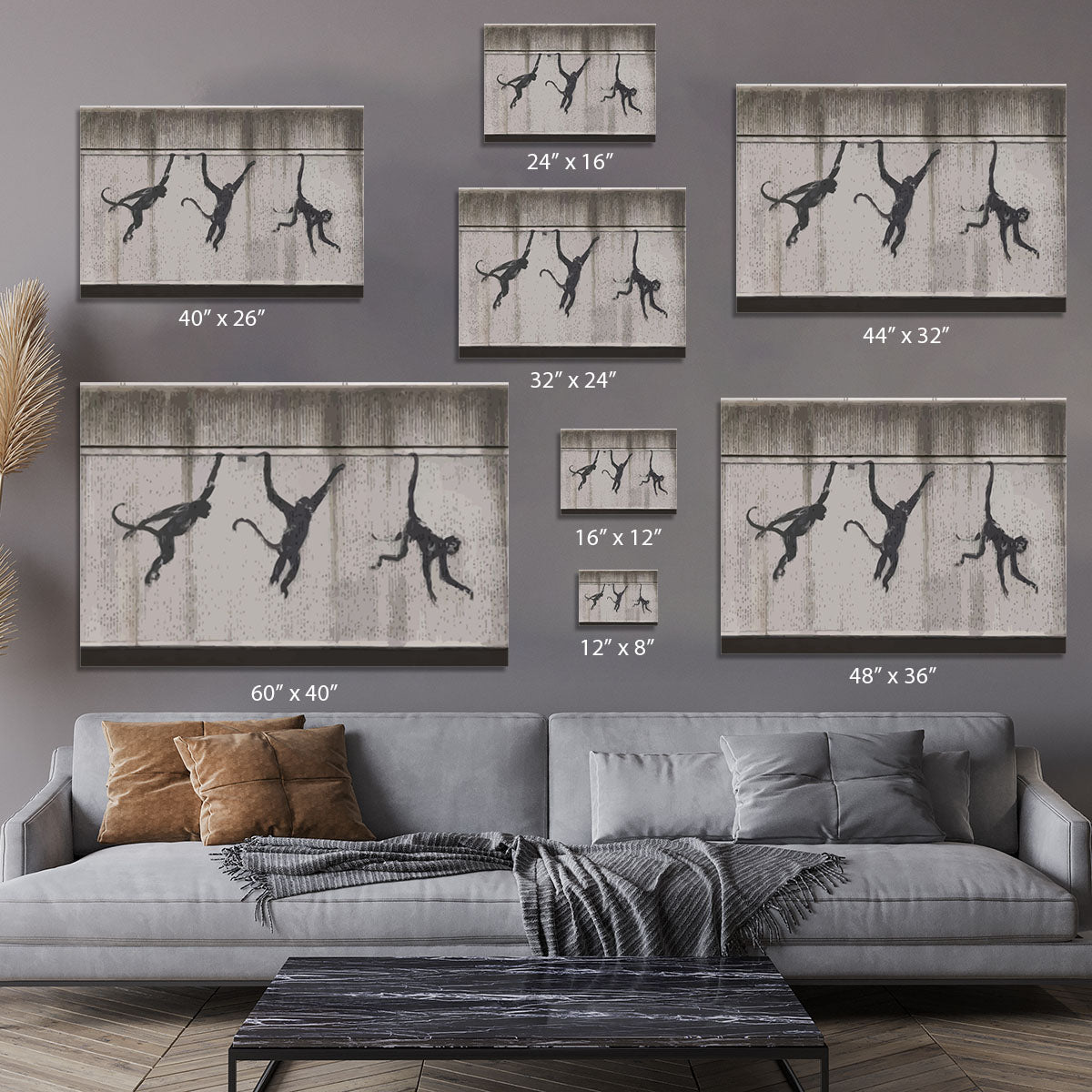Banksy Monkeys Accross Tube Canvas Print or Poster - Canvas Art Rocks - 7