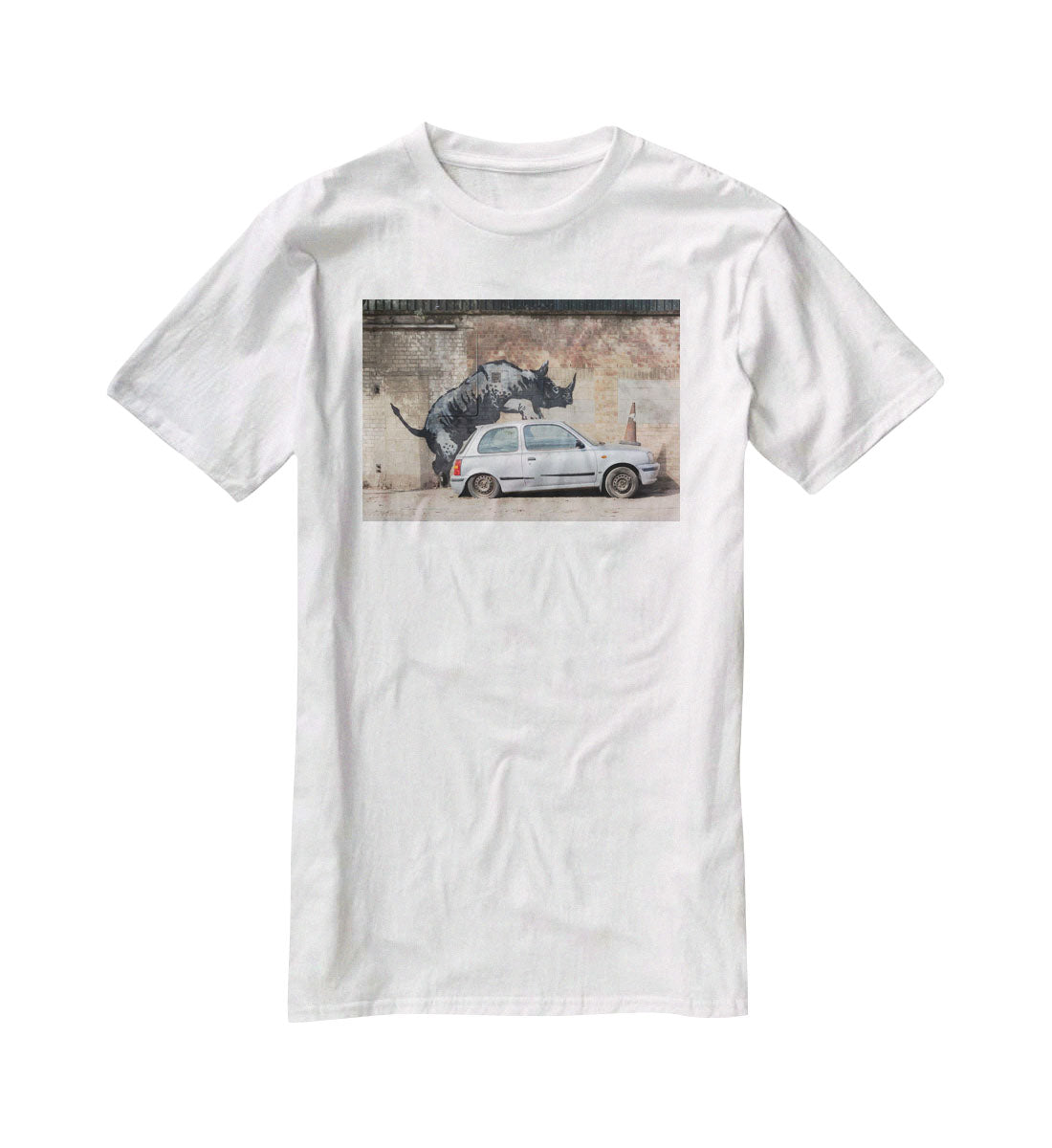 Banksy Rhino In Charlton T-Shirt - Canvas Art Rocks - 5