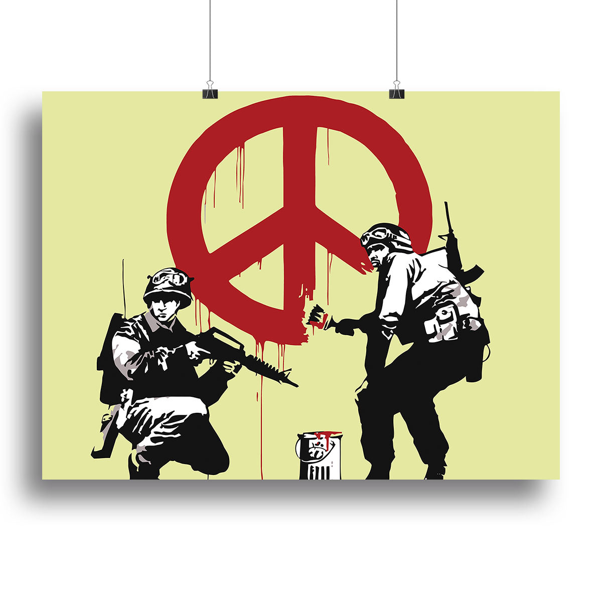 Banksy Soldiers Painting CND Sign Yellow Poster - Unframed