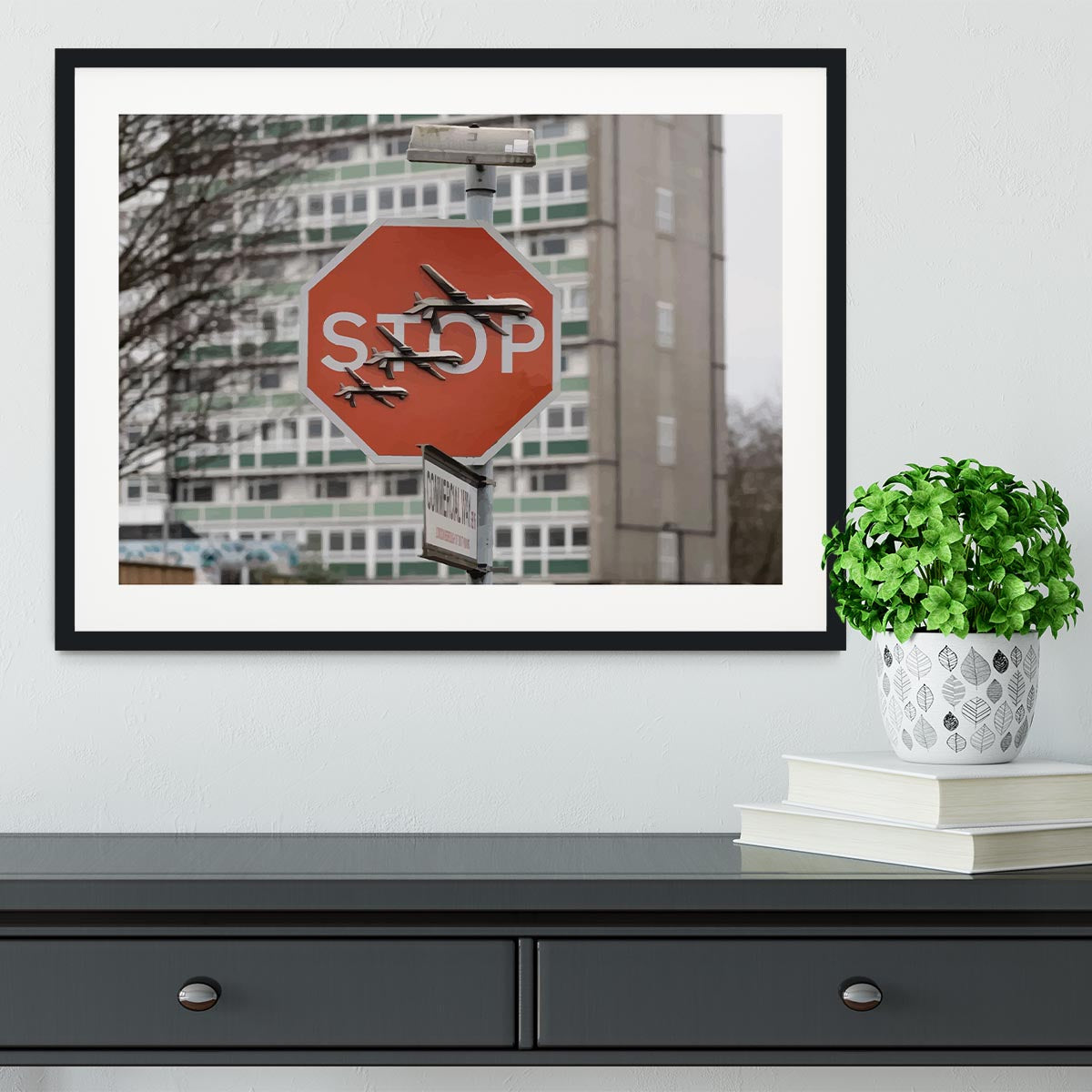 Banksy Stop Sign End War Framed Print