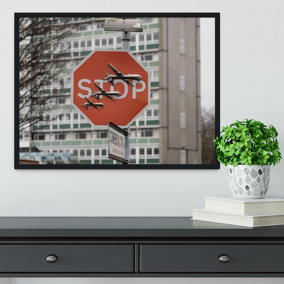 Banksy Stop Sign End War Framed Print