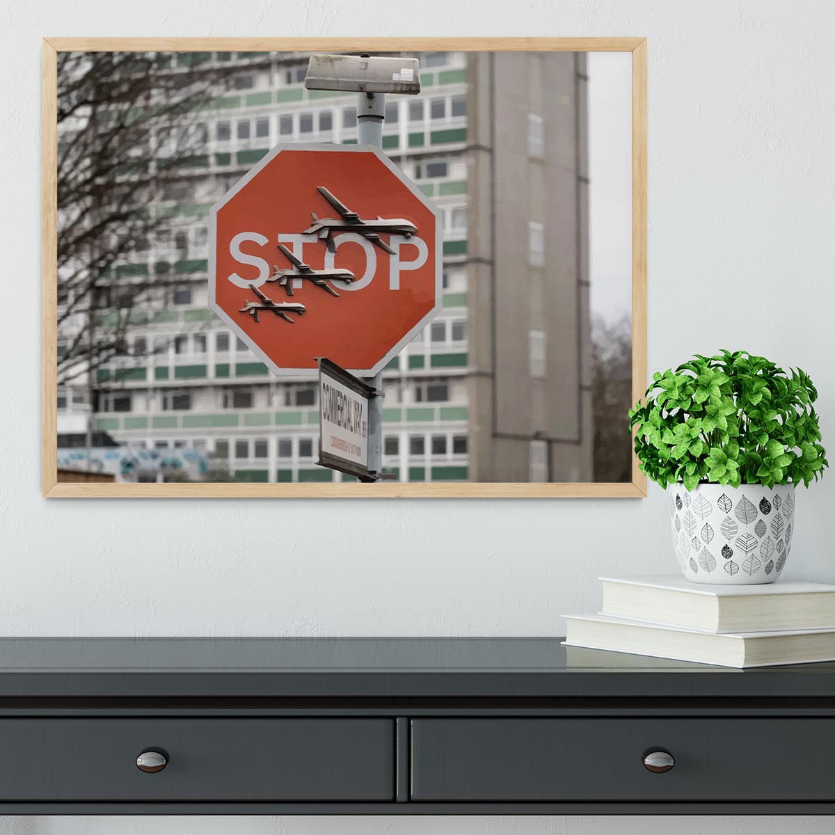 Banksy Stop Sign End War Framed Print