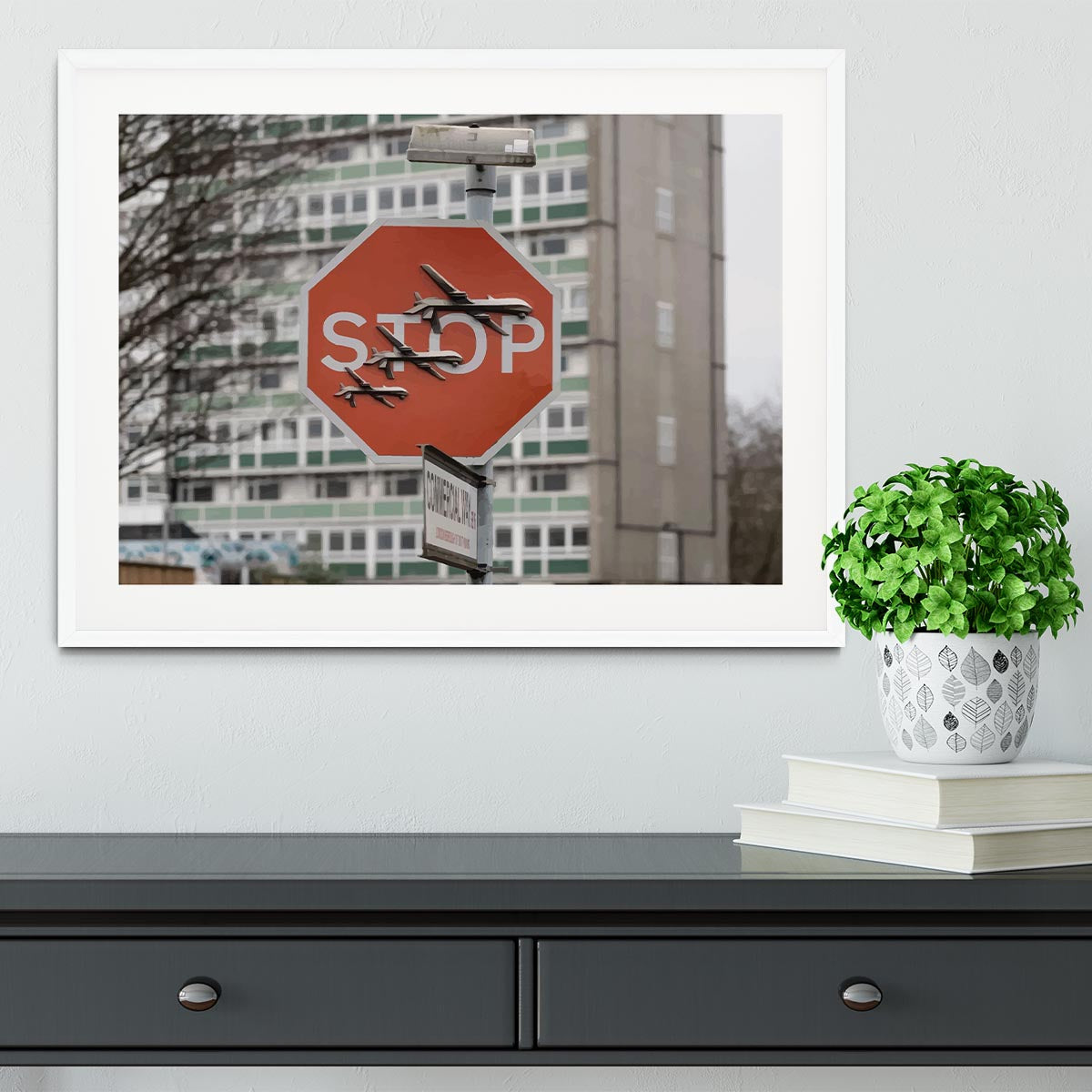 Banksy Stop Sign End War Framed Print