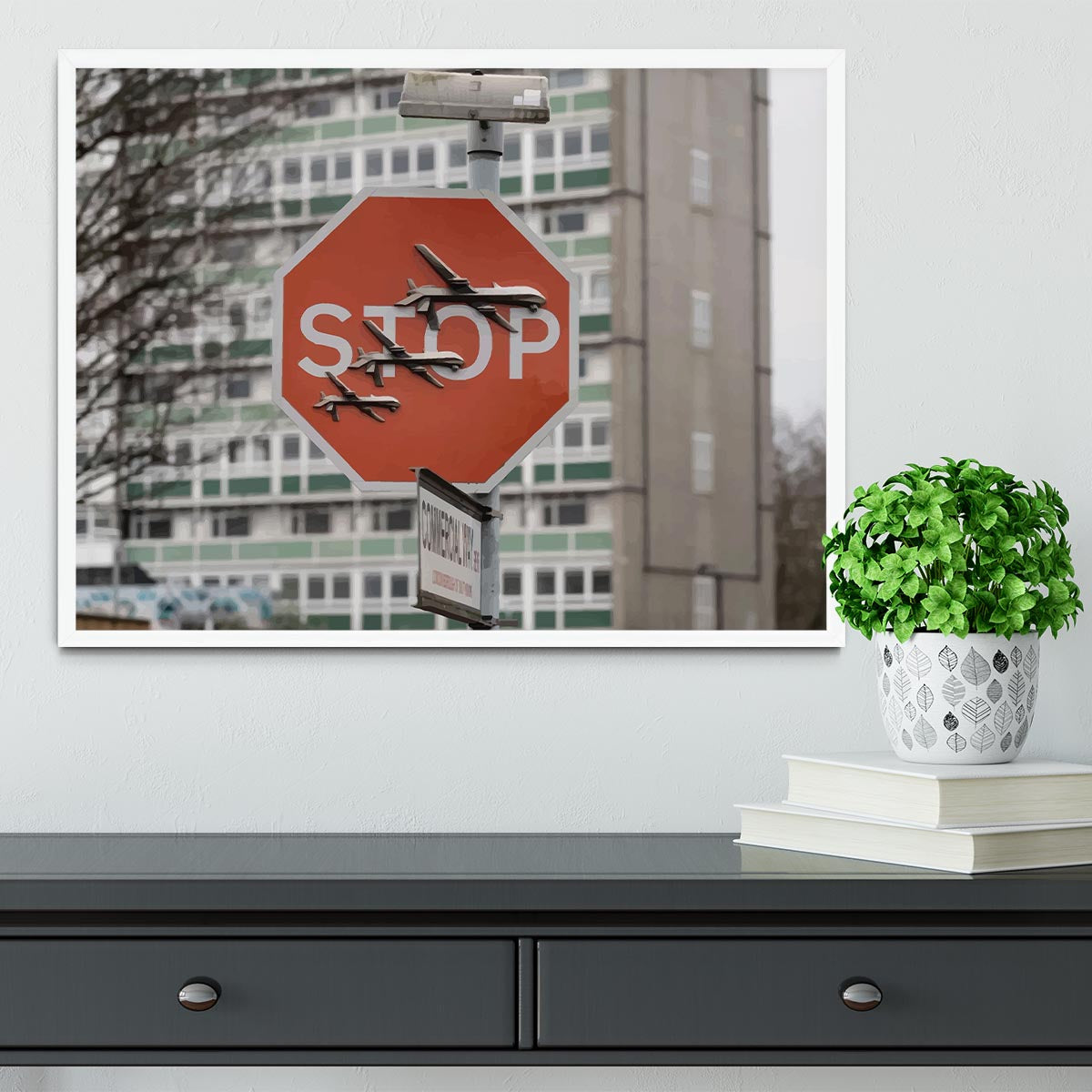 Banksy Stop Sign End War Framed Print